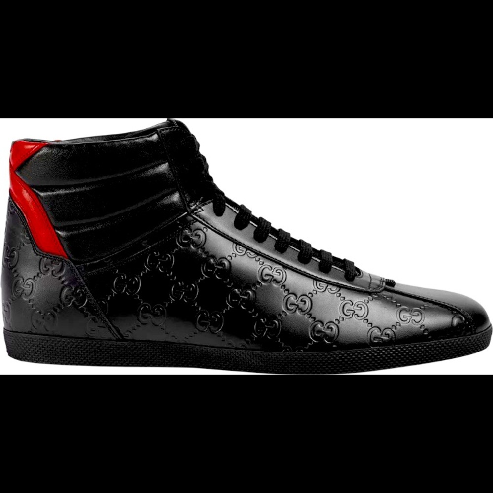 Gucci Black Signature High-top Sneakers Shoes!